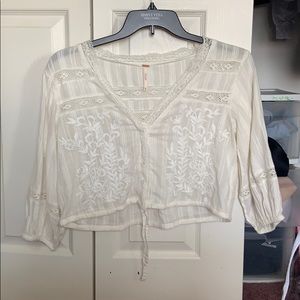 white lace 3/4 sleeve shirt